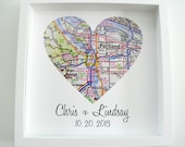 Anniversary Gift City Map Print FRAMED Personalized Gift - Any Location Available-  Personalized City Map Poster