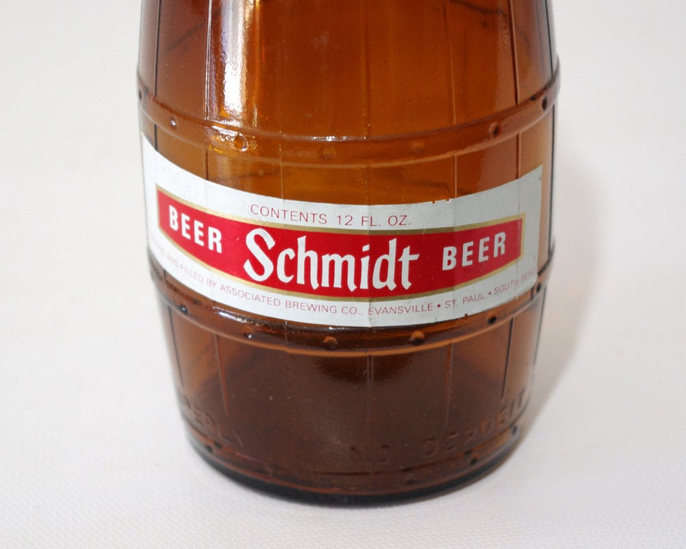 Vintage Schmidt Beer Barrel Bottle Wide Mouth Brown Amber