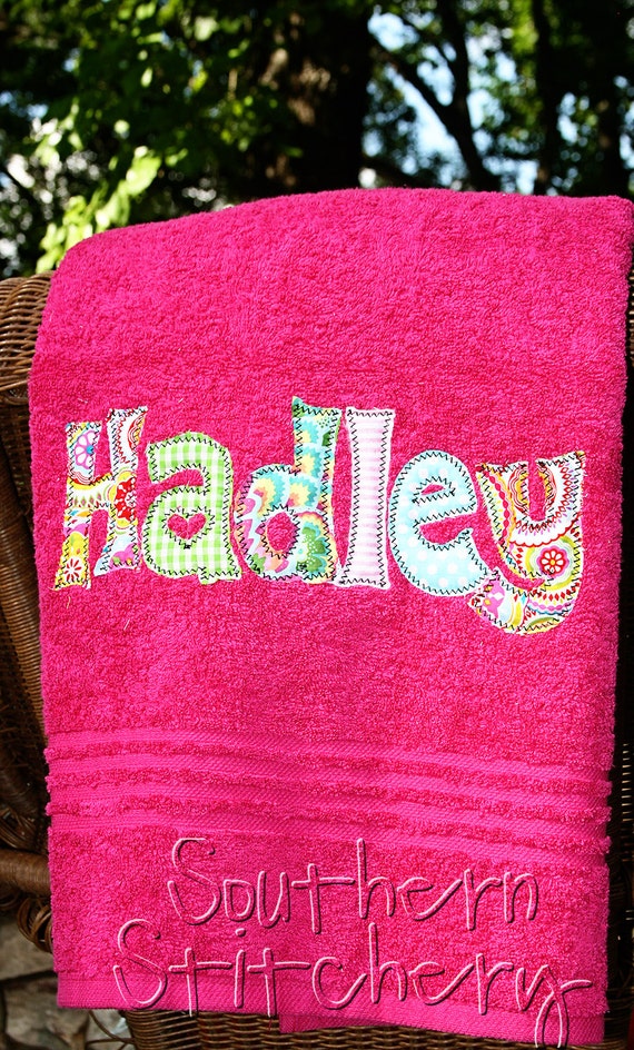 Applique Name Towel Girls Personalized Bath Towel Great Girls