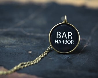Bar Harbor Necklace - Miniature Pendant - Vintage Typewriter Key Inspiration - Glossy Resin Charm