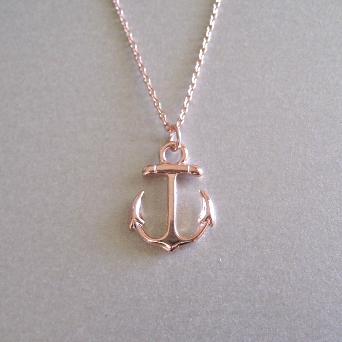 Rose Gold Anchor Charm Necklace