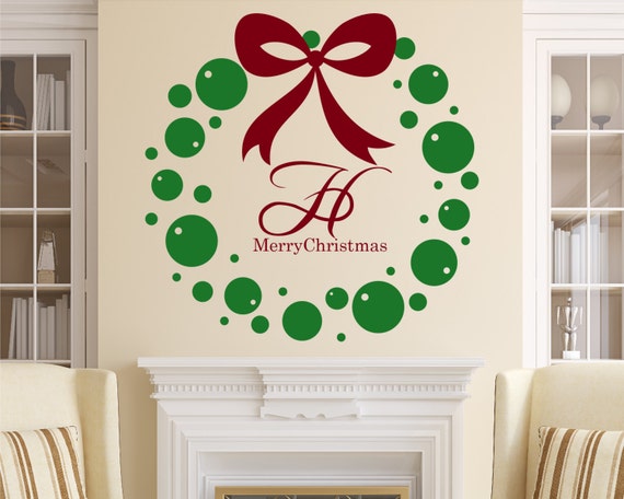 Items similar to Christmas Wreath Vinyl Wall Decal on Etsy