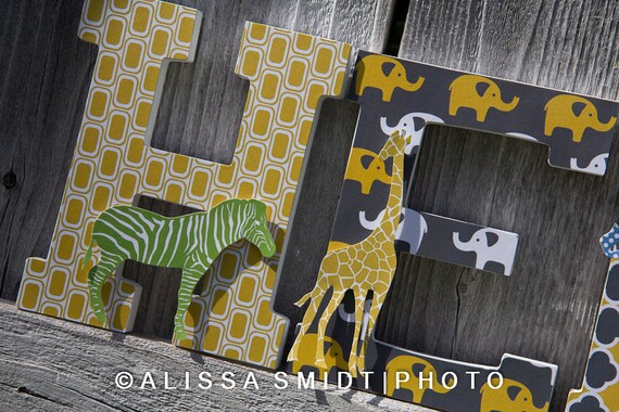 jungle safari nursery letters custom wooden letters custom