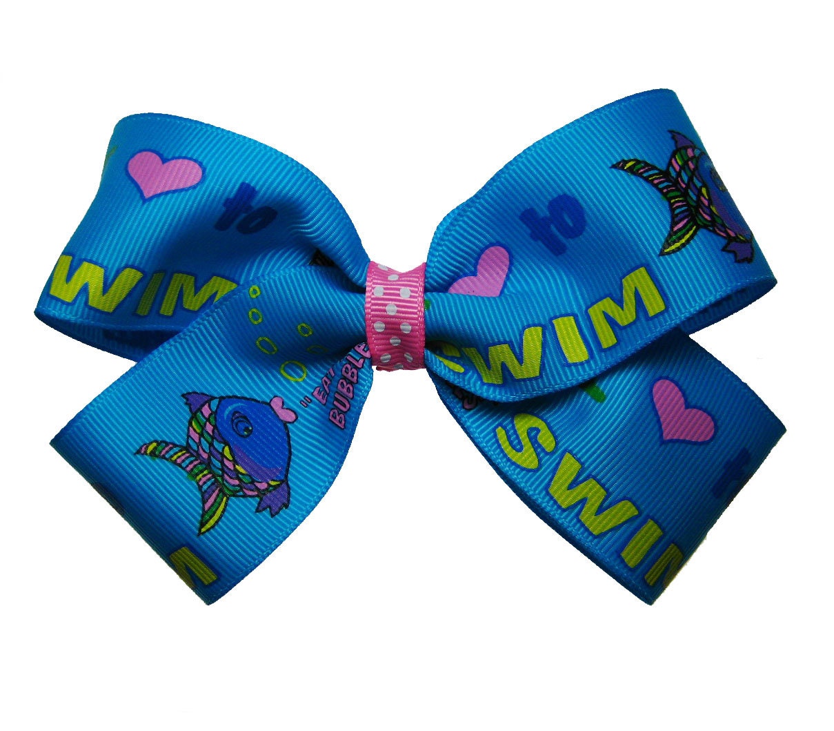 Large Turquoise Swimming Swimmer Swim Team Hair Bow