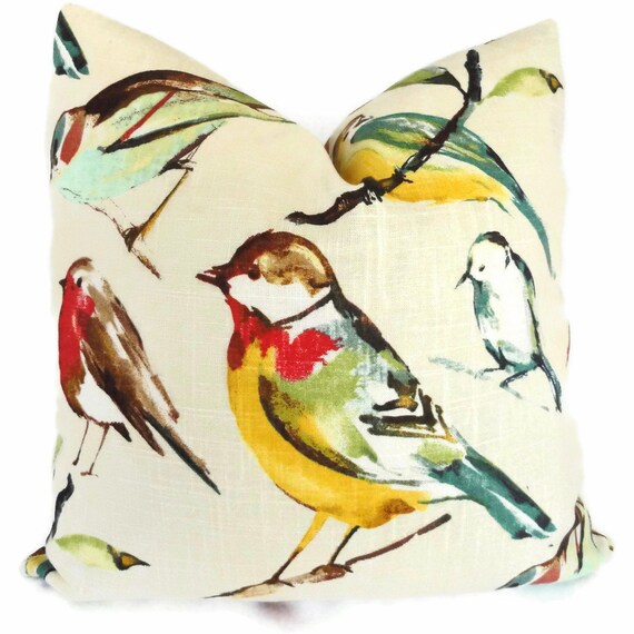 Song Birds Decorative Pillow Cover with Parrot 18x18 20x20