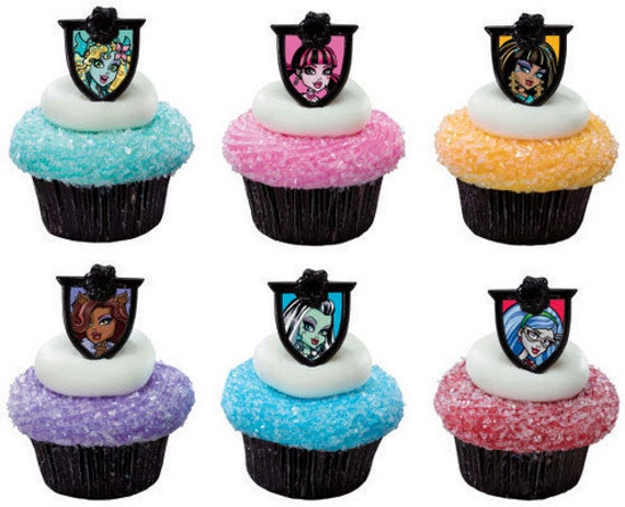 12 Monster High Cake Cupcake Plastic Rings By