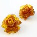 Vintage Amber Rose flower Celluloid Earrings 1950s jewelry clip on