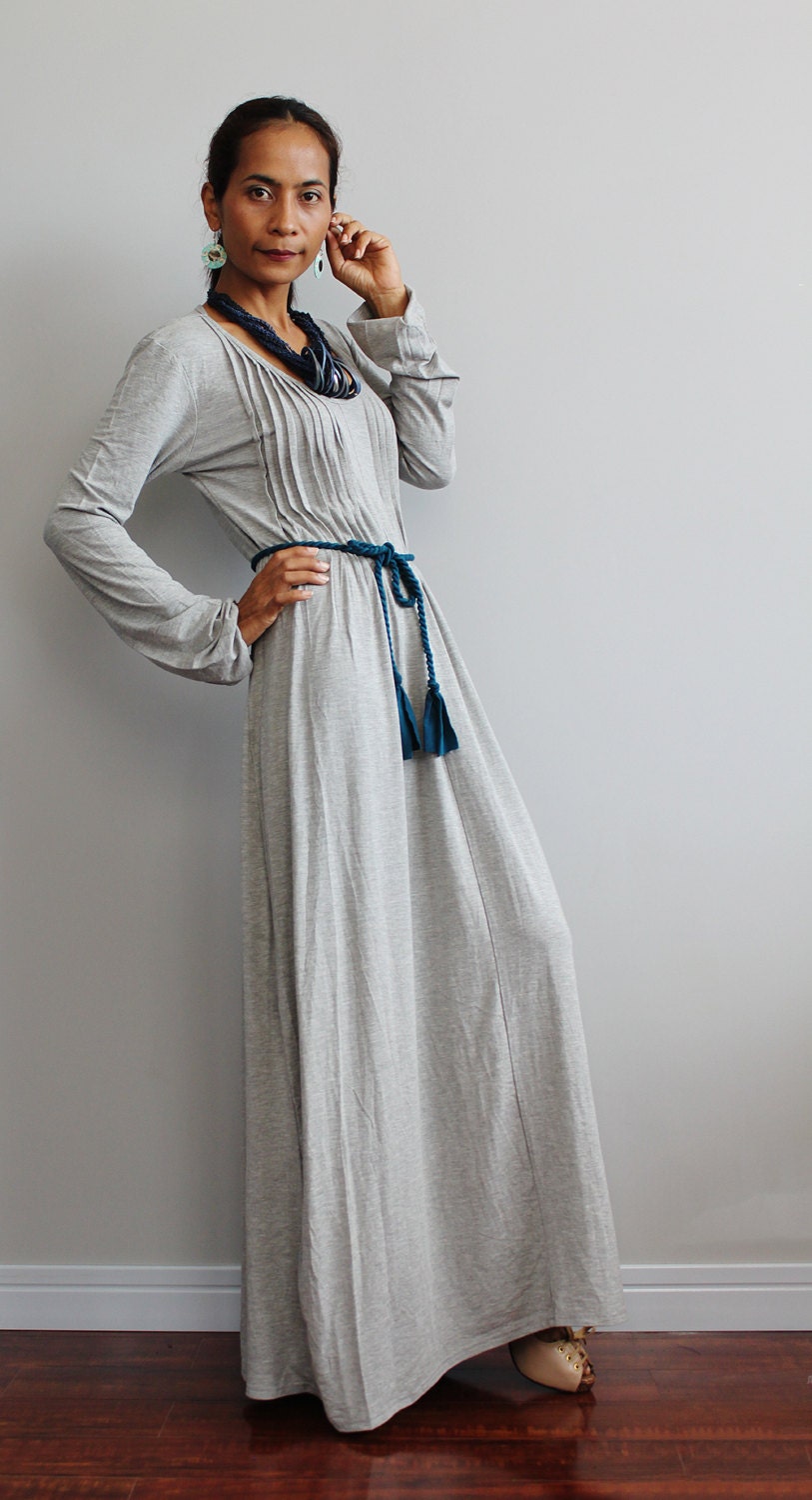 Grey Maxi Dress Long Sleeve Autumn Thrills Collection No2 