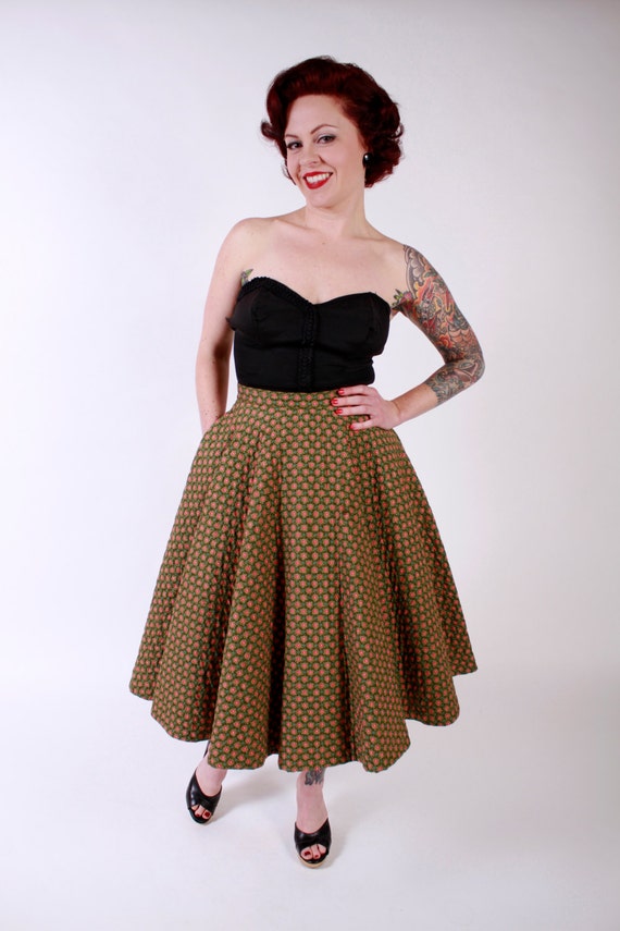 1950s Vintage Skirt...Spring Fashion Green and by stutterinmama