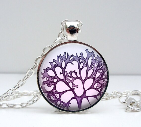 Items similar to Coral Reef Necklace : Purple. Pendant. Charms. Art