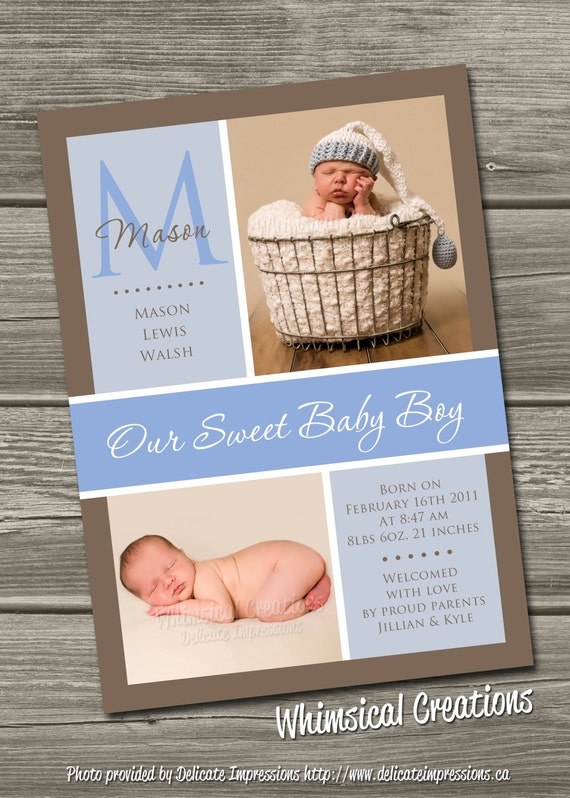 Items similar to Baby Boy Birth Announcement (Digital File) Hudson I