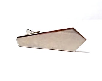 Vintage Tie Clasp Tie Shaped Silver Tone 1960s Fathers Day
