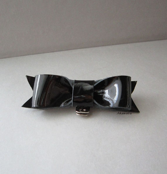 Black bow shoe clips Leather bow shoe clips set of two