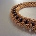 Woven Seed Bead Bracelet of Naturally Neutral Wood and Japanese Toho Seed Beads in Light Copper with Silver Accents