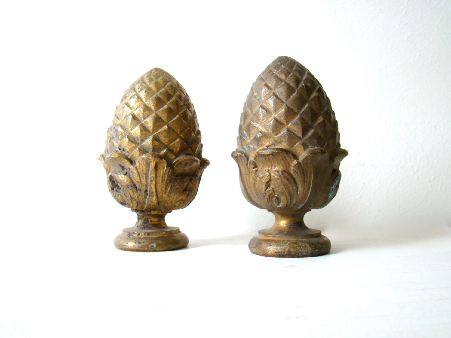 Brass PINECONE FINIAL set of two french vintage decorative