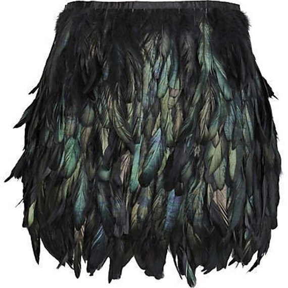 Black rooster coque feather skirt Miniskirt for by weddingfeather