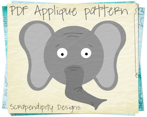 Elephant Applique Pattern Animal Applique Template / Baby