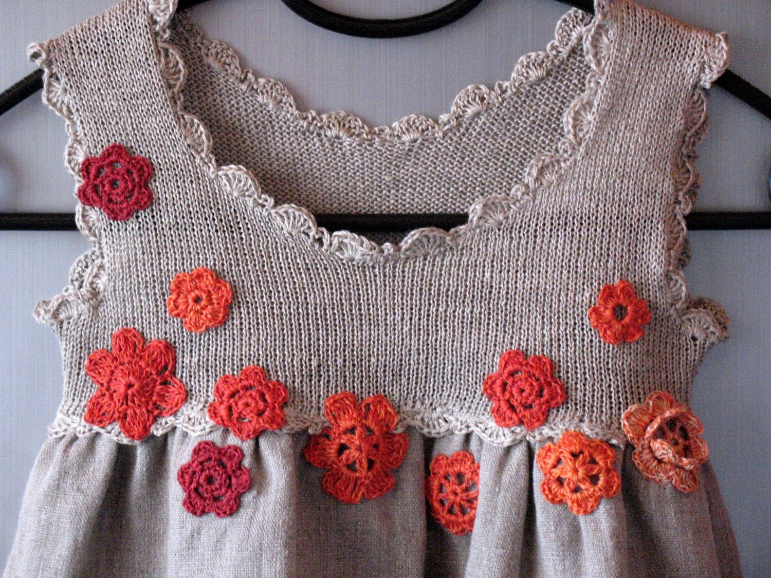 Linen Baby Dress Red Orange Natural Grey Jumper Dress A line