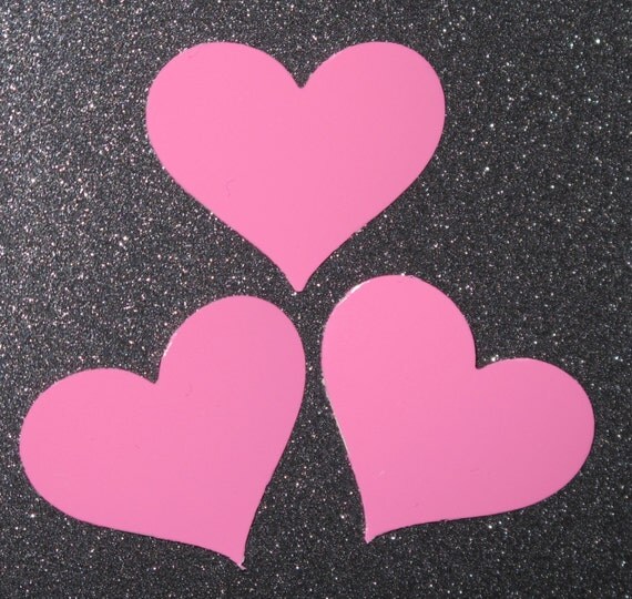 shiny pink heart stickers