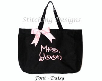 Teacher Tote Bag, Beach bag, Brides mad gift, Personalized with name ...