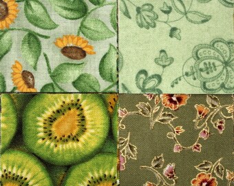 Quilt Fabric, Precut Fabric Squares GREEN Mix, 45 2 inch Squares, Quilting Fabric, Postage Stamp Quilt, Quiltsy Destash