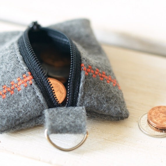 Vegan Felt Keychain Coin Pouch Wallet Men Eco Friendly Keyring