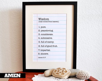 James 3:17. Wisdom is. 8x10. DIY. Printable Christian Poster. PDF. Bible Verse.