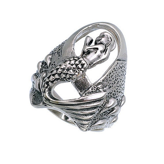 Mermaid Ring 925 Sterling Silver Mermaid Ring Big by jewelkingthai