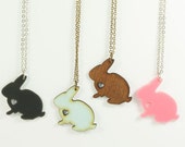 Bunny Love - Bunny Rabbit Necklace - Handmade - laser cut - laser cut jewelry