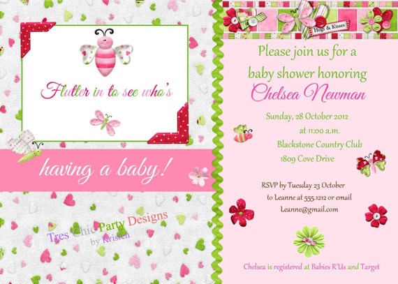 Baby Shower butterfly invitation, printable file Il_570xn