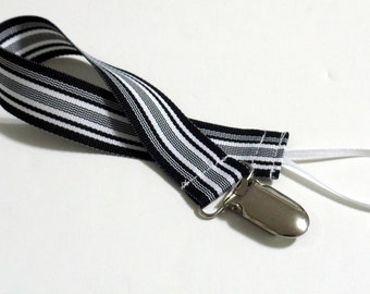 Black White Ribbon Pacifier Clip Pacifier Holder