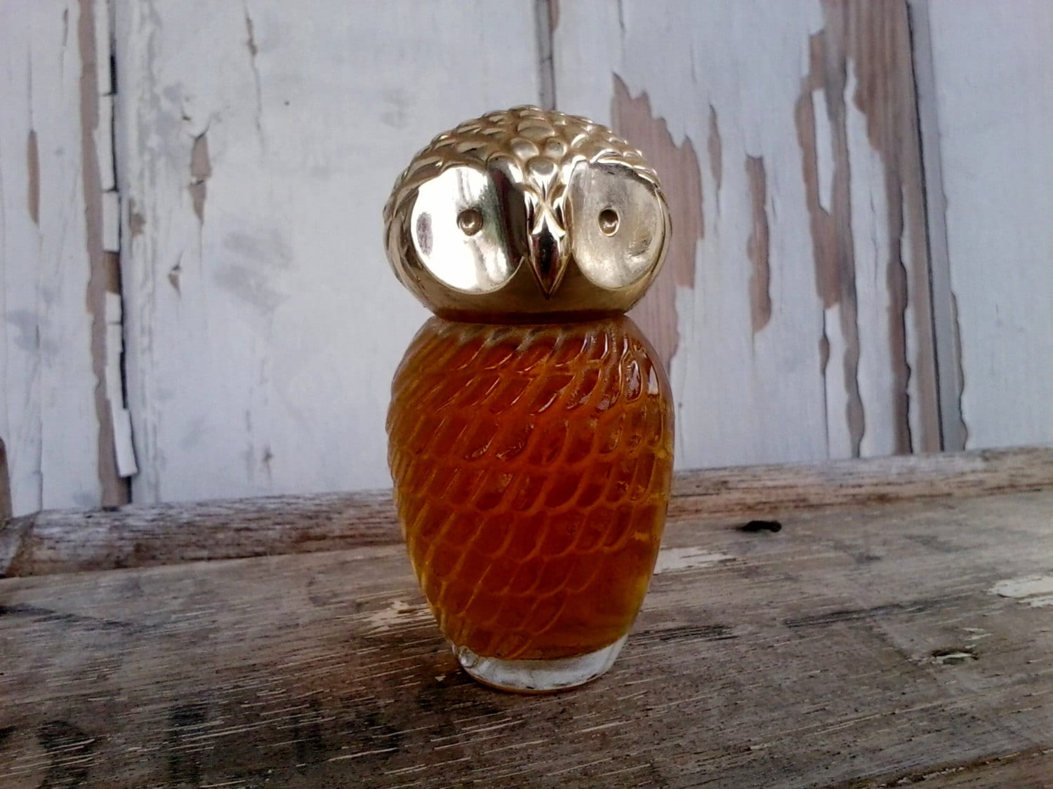 Vintage Avon Owl Perfume Bottle with Gold Head by happydayantiques