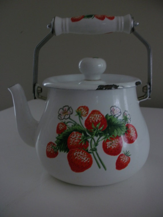 Items similar to Vintage Strawberry Teapot / Home Decor / Planter