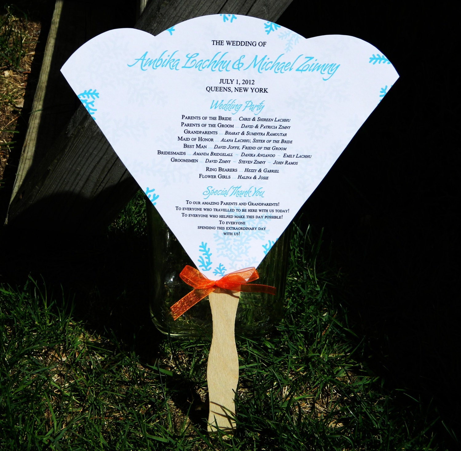 Paddle Fan Wedding Program Set of 25 Choose by WoodlarkDesigns