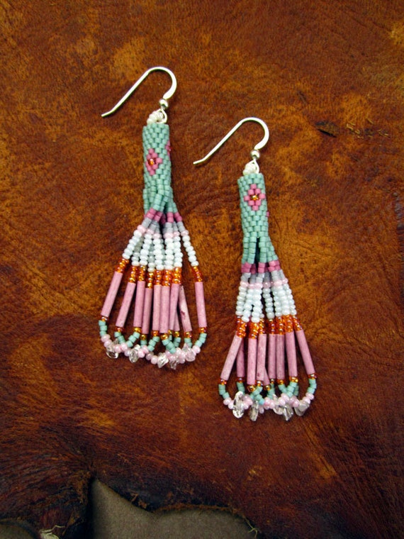 Sage Dancer Seed Beaded Earrings with Rock Crystal clear