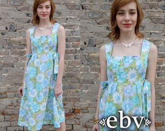 Hippie Dress Hippy Dress Boho Dress Festival Dress Floral Dress Midi Dress Handmade Vintage 70's Floral Hippie Sun Dress Babydoll Dress
