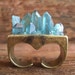 Aqua Aura Quartz Crystal Overgrowth Ring