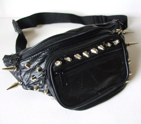 Studded Black Leather Fanny Pack The Ripper