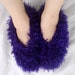 Womens Bedroom Slippers / Fluffy, Fuzzy, Purple Hand Knit Slippers / One Size Fits Most - Sizes 5, 6, 7, 8, 9, 10