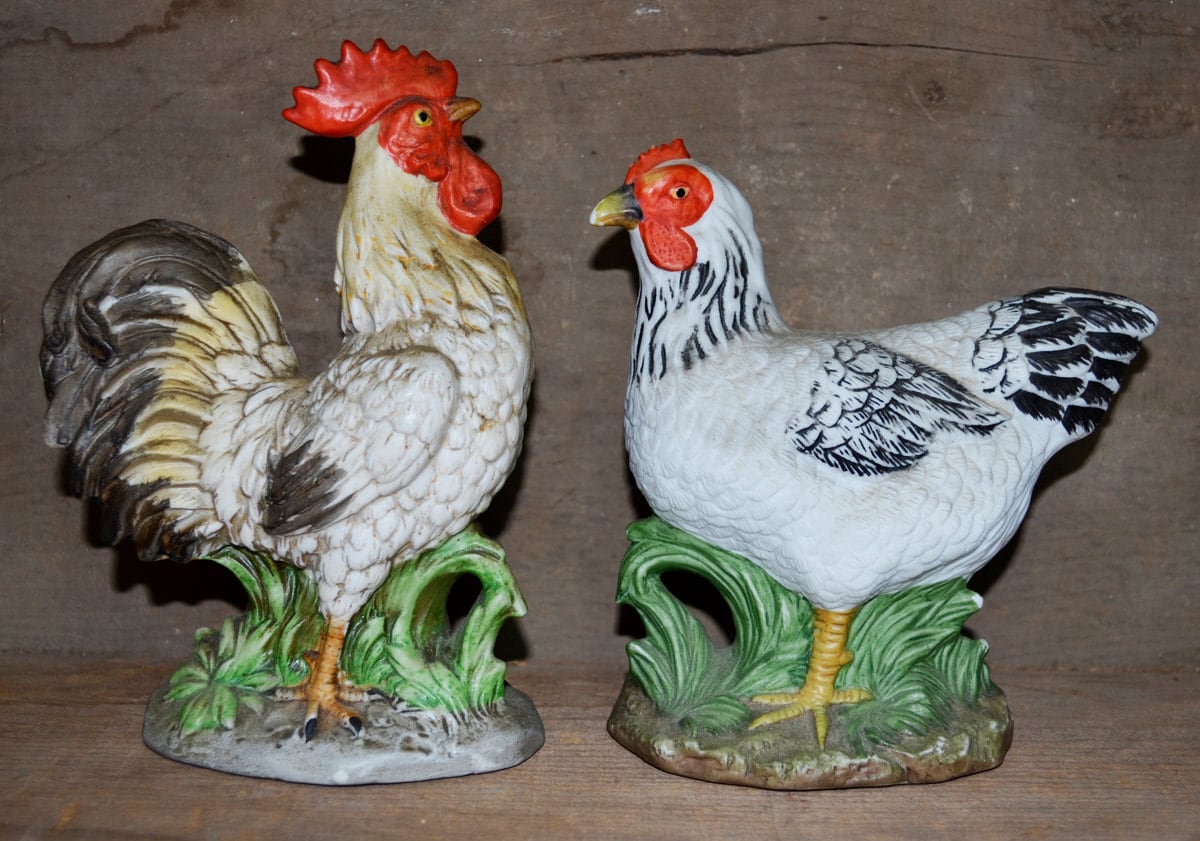 Vintage Ceramic Chicken & Rooster by TheVintageRoad2Retro on Etsy