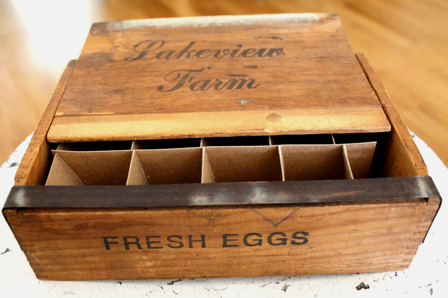 vintage primitive wooden egg box by vintagearcheology on Etsy