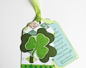Irish Blessing Tags, Set of 15 Double Tags with Shamrock, May Your Troubles Be Less, St. Patrick's Day, Handmade Irish Holiday Favor Tags