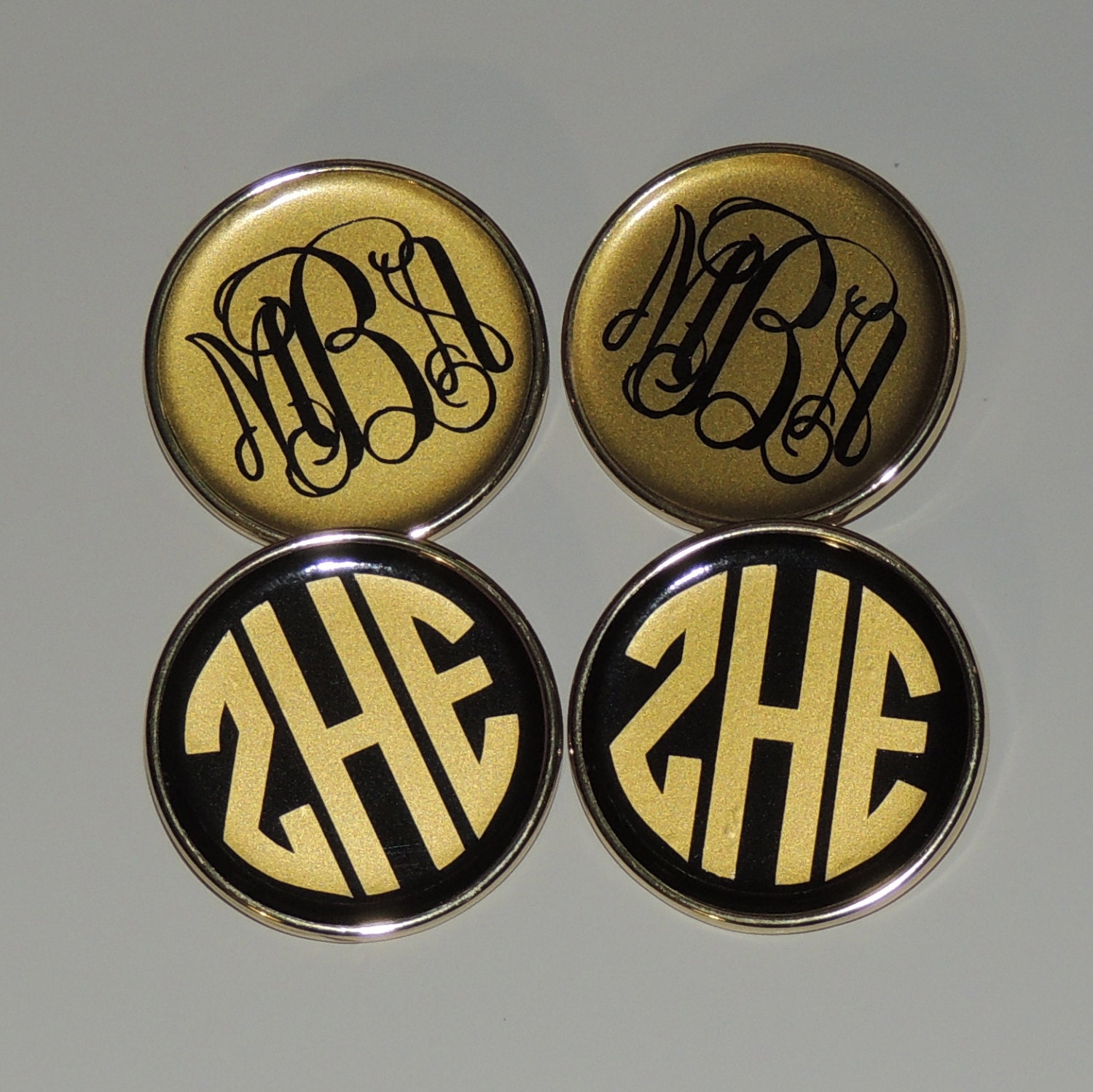 SALE Fornash GOLD Monogrammed Enamel Shoe Clips