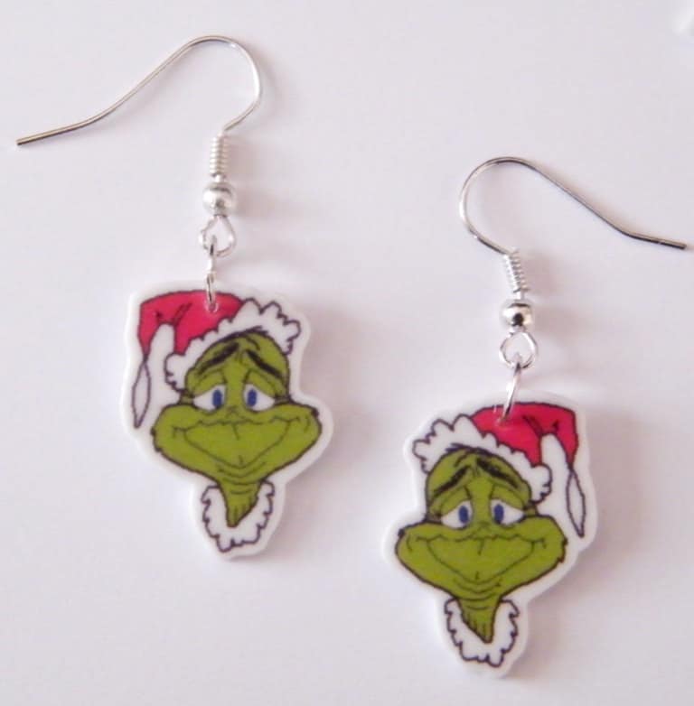 New Dr Suess The Grinch Christmas Novelty Earrings by Murals4U