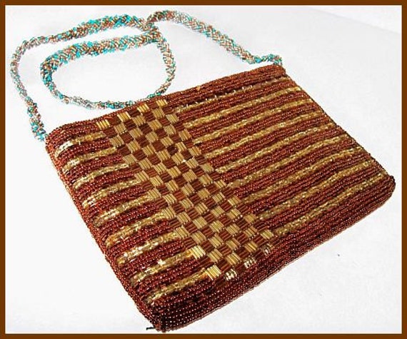 Vintage Art Deco Beaded Purse Handbag by BrightgemsTreasures