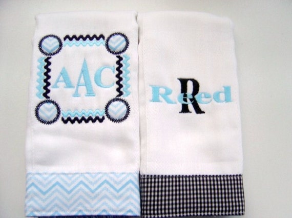 Baby Boy Monogrammed Burp Cloth Set