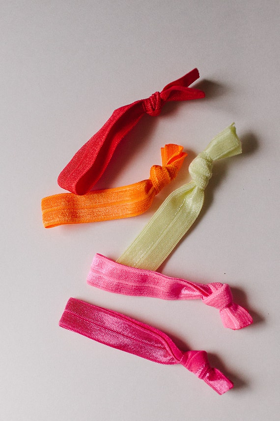 Items similar to Fabric Elastic Hair Ties - Set of 5 - Warm Summer on Etsy