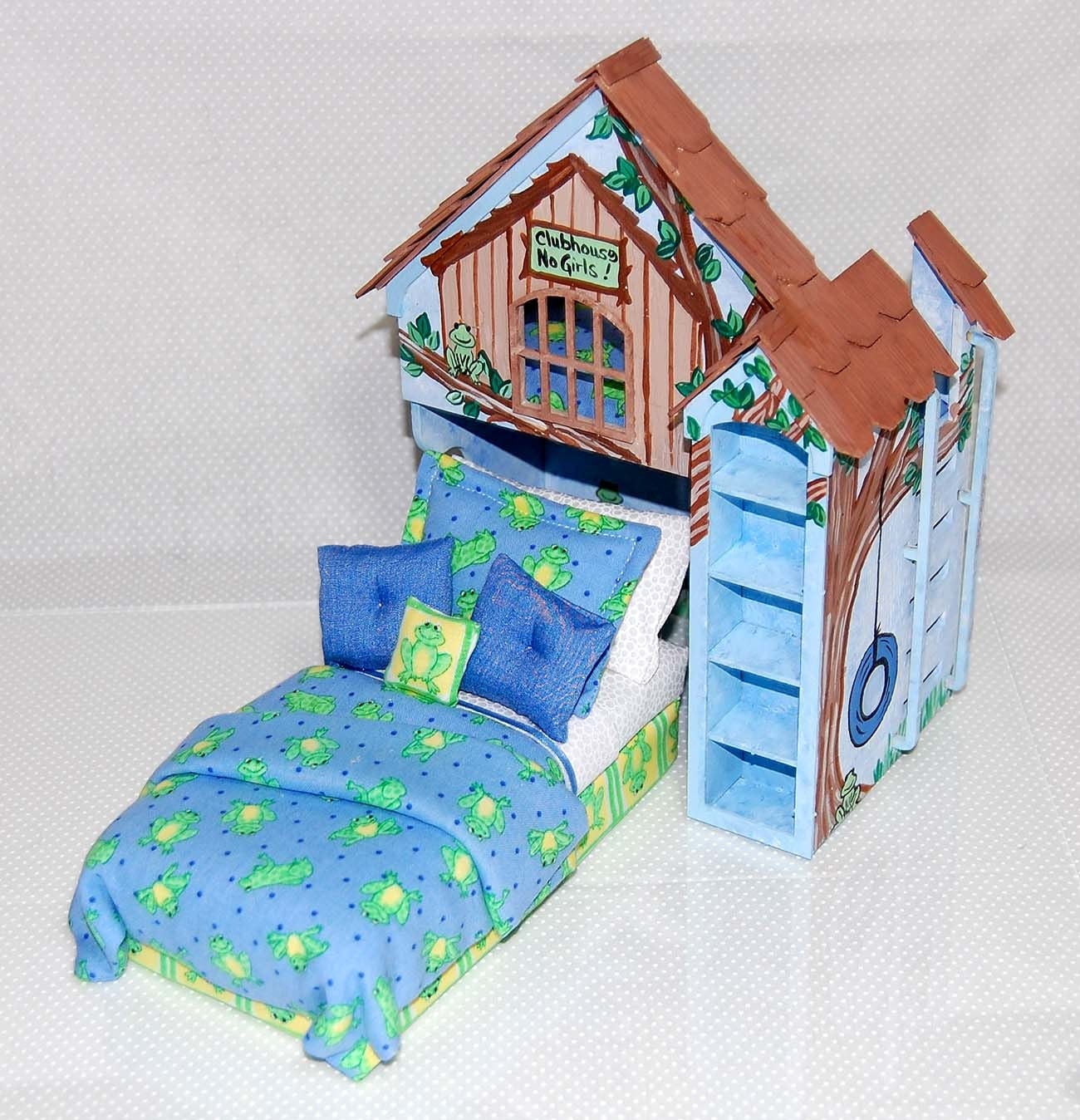 BOYS CLUBHOUSE PLAYHOUSE Bed Dollhouse Miniature Custom Built