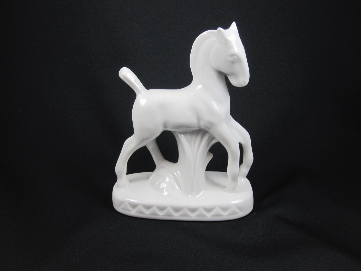 White Porcelain Horse Vase or Planter from Czechoslovakia