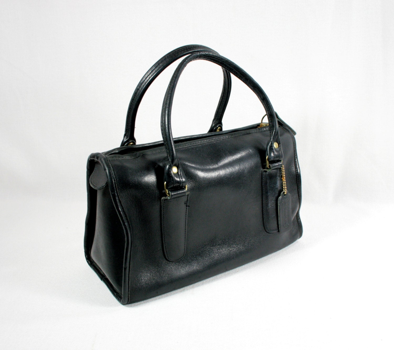 Vintage COACH NYC Black Leather Handbag Etsy Treasury Item